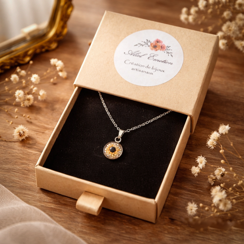 Photographie d’iris transformée en bijou personnalisé, création artisanale dans le nord vaudois, à Grandson